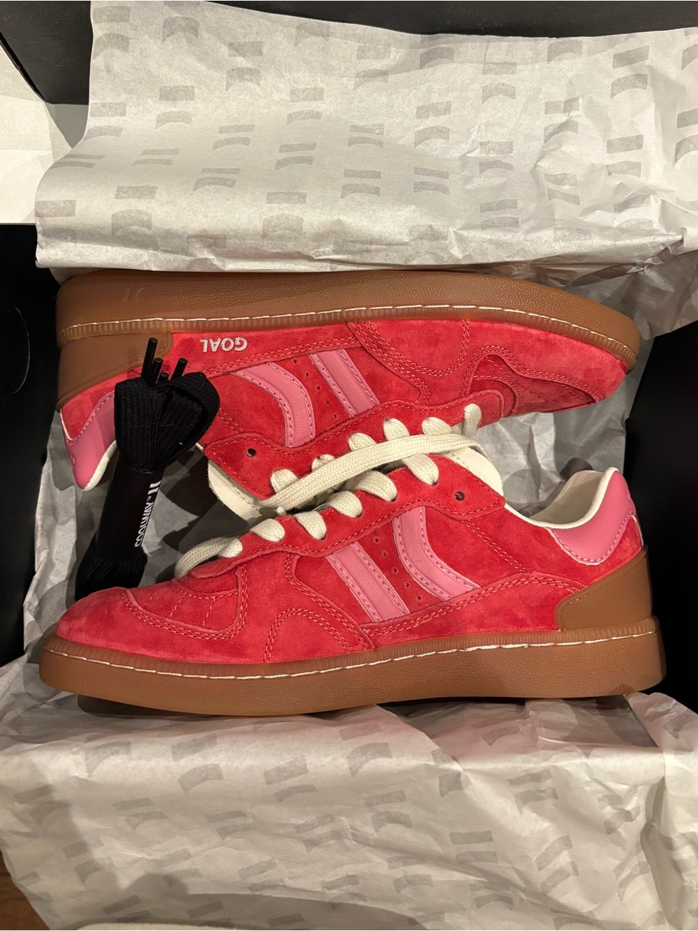 Coolway Red Suede Sneakers with Pink Accents